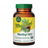 MegaFood Methyl B12: botella limpia para consumo diario y uso cómodo.