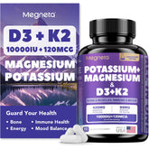 MEGNETA Vitamina D3 K2 en cápsulas para soporte óseo y energía diaria.