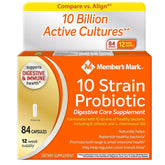Member's Mark 5X Probiotic, botella frontal para apoyo digestivo diario.