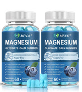 MENXI Magnesium Gummies: botella frontal mostrando la relajación suave.