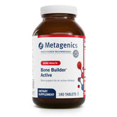 Metagenics Bone Builder Active tabletas visibles, soporte para densidad ósea y movilidad diaria.