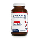 Metagenics Bone Builder Classic, frente de la botella, apoyo potencial para huesos fuertes.