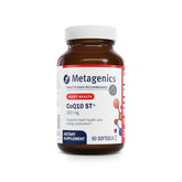 Metagenics CoQ10 ST-200: botella con cápsulas blandas para soporte cardíaco y energía diaria.