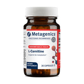 Metagenics L-Carnitina: botella con cápsulas para apoyar metabolismo de grasas y energía