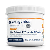 Metagenics Ultra Potent-C polvo se mezcla en agua para apoyo diario al sistema inmunitario.