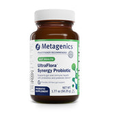 Metagenics UltraFlora Synergy, botella de polvo, apoyo digestivo suave diario.