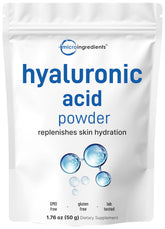 Micro Ingredients Polvo de ácido hialurónico en bote para hidratación suave de la piel.
