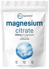 Micro Ingredients Polvo citrato de magnesio en bote para uso diario.