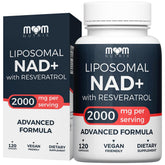 MOM NUTRIX NAD liposomal con resveratrol, botella para energía diaria