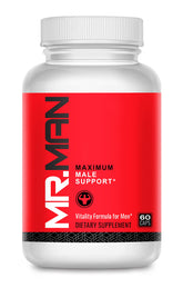 Mr. Man Support: botella con cápsulas para apoyo natural de la salud reproductiva.