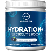 MRM Hydration+ frasco con sabor arándano-ácai, ideal para rehidratar tras entrenar.