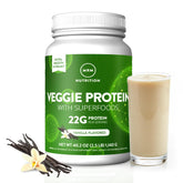 MRM Veggie Protein vainilla polvo, textura suave para mezclar fácilmente.