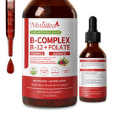 Mulittea Complejo B gotas 60 ml en botella, apoyo potencial de energía diaria.