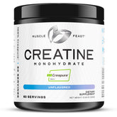 Muscle Feast Creapure Creatina Monohidrato en polvo en botella para potencia.