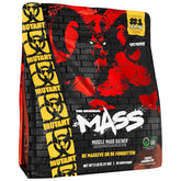 Mutant Mass, envase de 5 lb para ganancia muscular, fácil de almacenar.