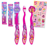 Cepillos My Little Pony de 3 unidades con tapas coleccionables para cepillado divertido.