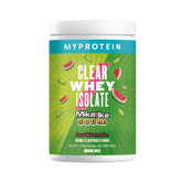 Myprotein Clear Whey Isolate en envase con etiqueta frutal y sabor Mike y Ike.