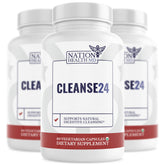 NATION HEALTH MD Cleanse24: botella de cápsulas para apoyo digestivo suave.