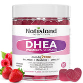 Natisland DHEA 25 mg gomitas con frambuesa, energía diaria suave.