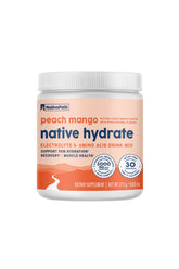 NativePath Hydrate, sabor durazno mango, ideal para hidratación durante el entrenamiento.
