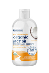 NativePath MCT Oil: botella clara muestra pureza y energía sostenida.