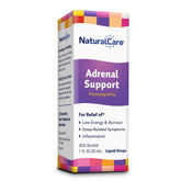 Natra-Bio NaturalCare Adrenal Support, frasco de gotas para apoyo suave de energía diaria.
