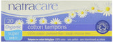 Natracare tampones orgánicos sin aplicador, algodón suave para uso diario.