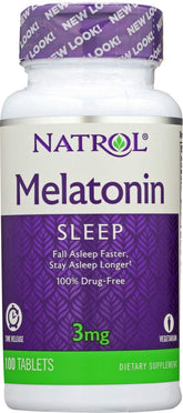 Natrol Melatonina 3 mg, paquete de cuatro frascos, apoyo al sueño nocturno.