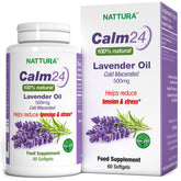 Nattura Calm Aid Lavanda cápsulas blandas fáciles de tragar para la relajación.