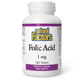 Natural Factors ácido fólico 1 mg en envase, apoyo a la producción de glóbulos rojos.