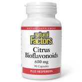 Natural Factors Citrus Bioflavonoides: botella 650 mg con bioflavonoides de cáscara cítrica para soporte antioxidante