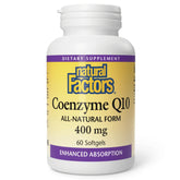 Natural Factors Coenzima Q10 en botella, posible impulso energético diario