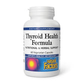 Natural Factors fórmula salud tiroides: botella con cápsulas para apoyar el metabolismo.