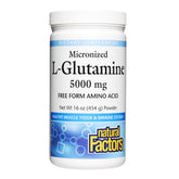Natural Factors L-Glutamina micronizada polvo, botella, apoyo a la absorción fácil.