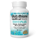 Natural Factors glutatión lipomicel matrix 300 mg en frasco para apoyo antioxidante diario.