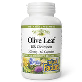 Natural Factors HerbalFactors: botella de hoja de olivo 500 mg para apoyo natural