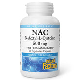 Natural Factors NAC botella transparente para uso diario y apoyo antioxidante