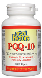 Natural Factors PQQ-10: botella-presentación para uso diario y energía