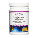 Natural Factors Stress-Relax, botella de magnesio bisglicinato para relajación nocturna.