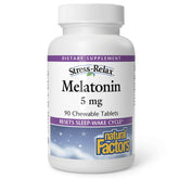 Natural Factors Stress-Relax Melatonina 5 mg, tableta masticable de mentol para apoyar un sueño reparador