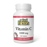 Natural Factors vitamina C 1000 mg en envase frontal para uso diario.
