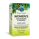 Natural Factors Whole Earth & Sea, botella frontal mostrando multivitamínico diario para mujeres.