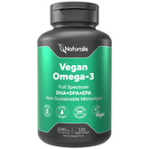 Naturalis Omega3 vegano en botella, apoyo para una dieta equilibrada basada en algas