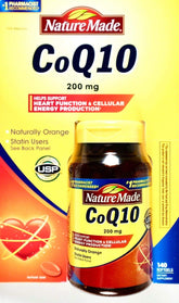 Nature Made CoQ10 200 mg, botella frontal, color naranja natural, energía diaria posible