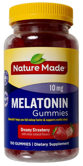 Nature Made Melatonina, botella de gomitas con sabor a fresa para la rutina nocturna
