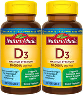 Nature Made Vitamin D3 cápsulas blandas de 10000 UI en botella para uso diario