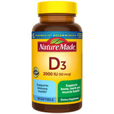 Nature Made Vitamina D3 2000 UI en botella para huesos y dientes sanos.