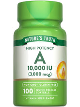 Nature's Truth Vitamina A 10000 UI, cápsulas suaves en botella para uso diario