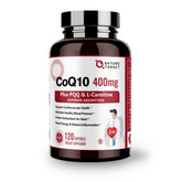 Nature Target CoQ10-400mg botella: soporte diario para energía y salud cardiovascular.