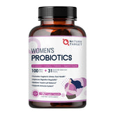 Nature Target Probiotics para mujeres, botella de 180 cápsulas, apoyo a la salud intestinal.
